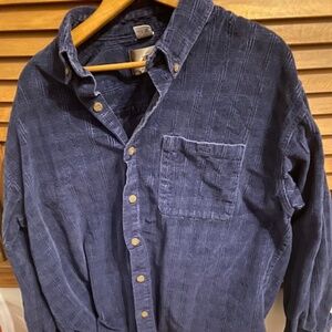 The Territory Ahead Men's Blue Patterned Corduroy Buttoned Down Shirt XL